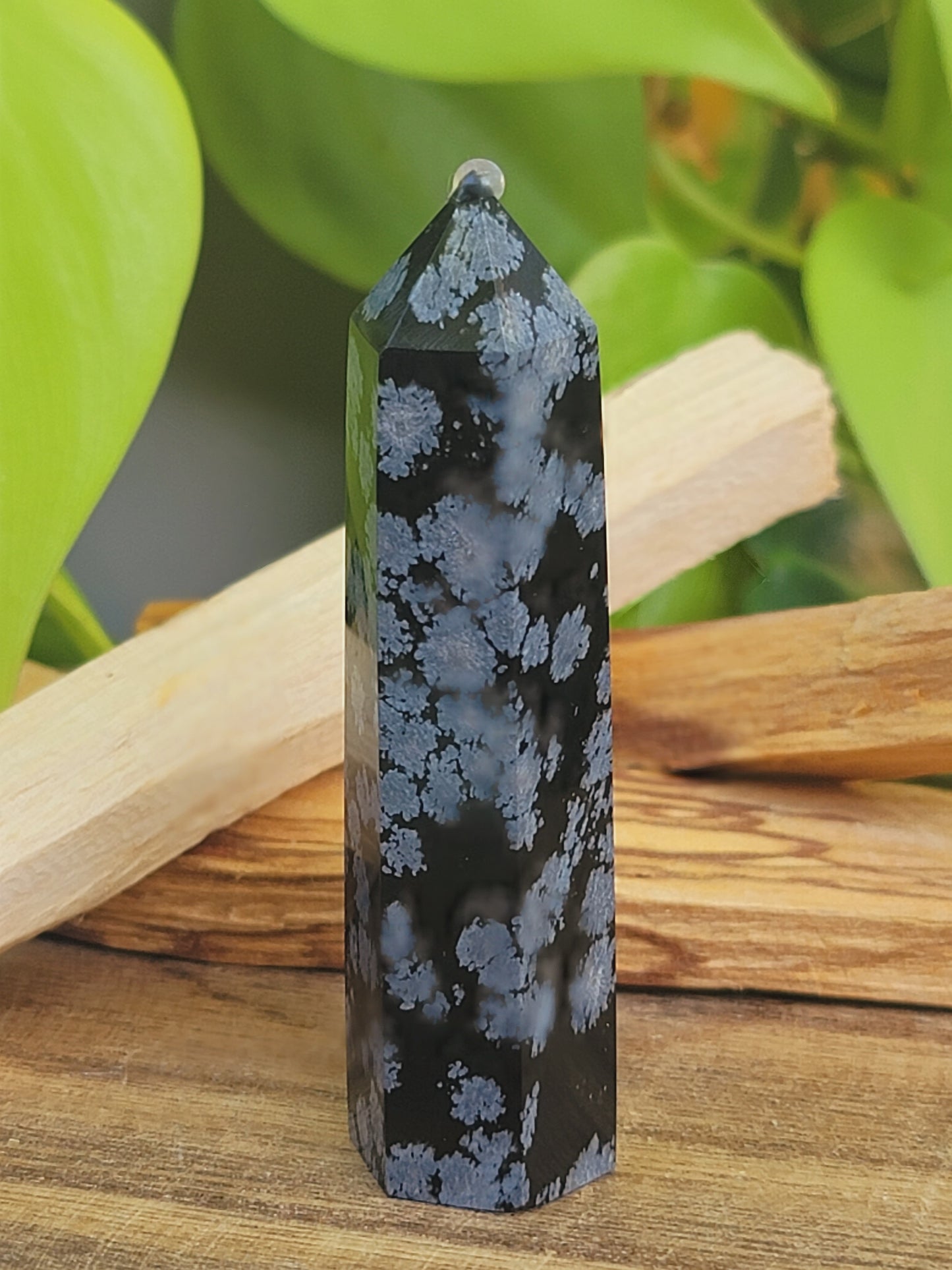 Snowflake Obsidian Tower for Protection Emotional Release and Pattern Shifting
