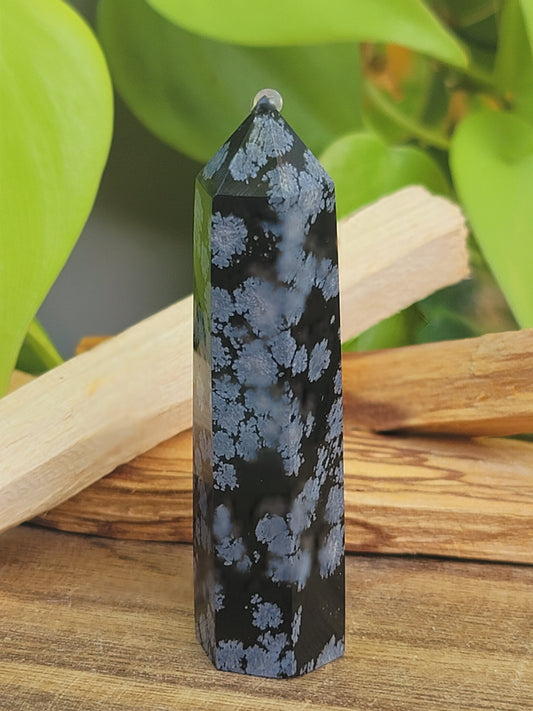 Snowflake Obsidian Tower for Protection Emotional Release and Pattern Shifting
