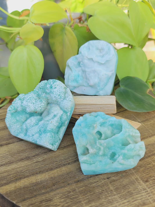 Blue Hemimorphite Druzy Heart for Emotional Healing Communication and High-Vibe Sparkle