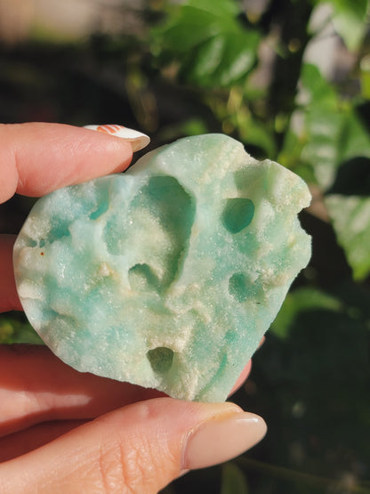Blue Hemimorphite Druzy Heart for Emotional Healing Communication and High-Vibe Sparkle