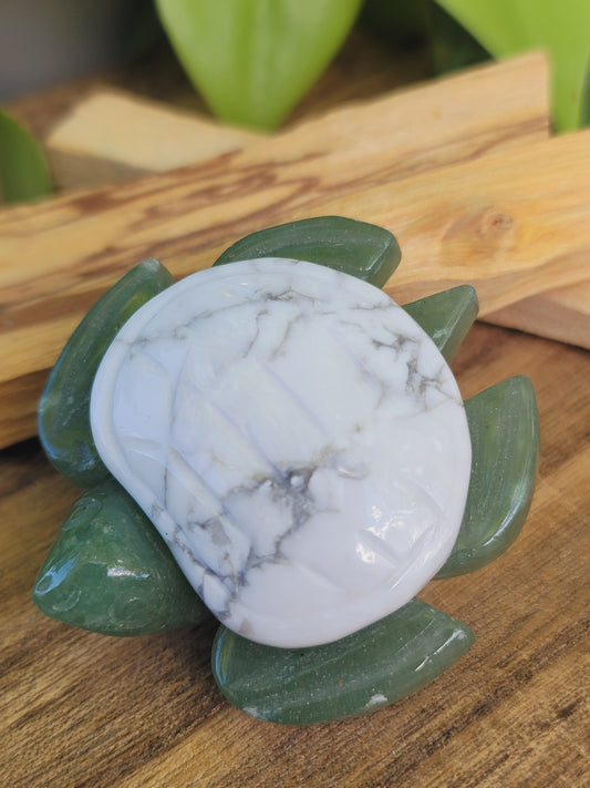 Green Aventurine Turtle Carving 3 Inch with Custom Crystal Shell for Luck Healing and Intentional Energy