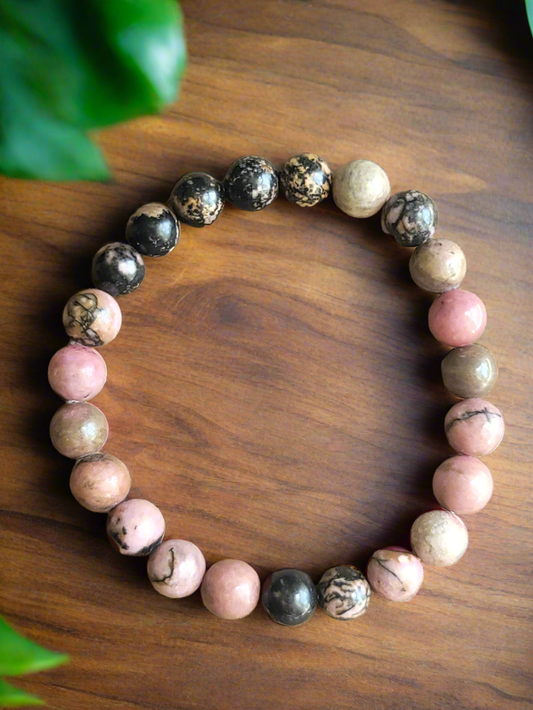 Rhodonite Bracelet 8mm Beads: Harmony and Emotional Healing