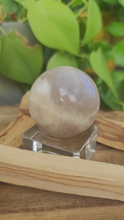 Moonstone Sphere for Intuition Feminine Energy and Emotional Flow