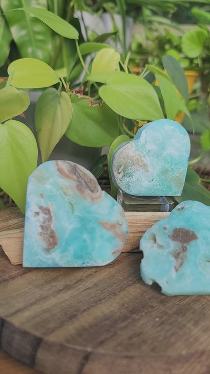 Blue Hemimorphite Druzy Heart for Emotional Healing Communication and High-Vibe Sparkle