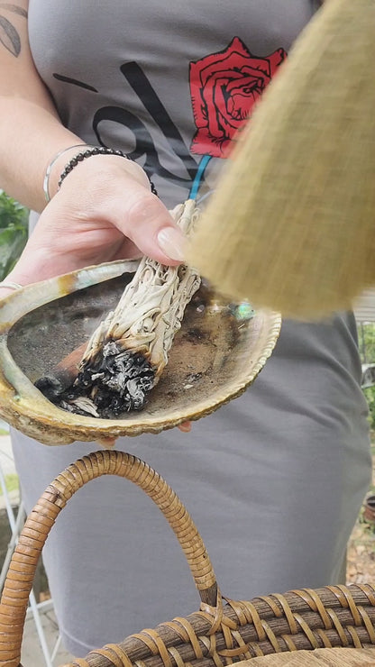 Besom Smudge Broom with Crystal Adornments Hand Decorated
