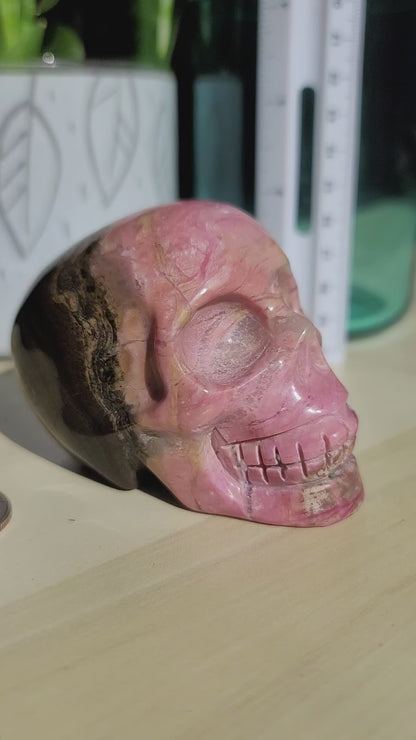 Rhodonite Skull – Emotional Healing, Strength & Shadow Work