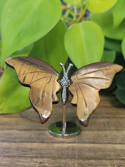 Butterfly Wing Crystal Sculpture 2" on Stand for Transformation and Lightness