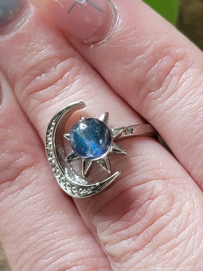 Moonstone Sterling Silver Rings – Choose Butterfly, Moon, or Sun & Moon (Adjustable)