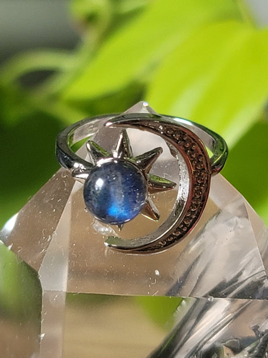 Moonstone Sterling Silver Rings – Choose Butterfly, Moon, or Sun & Moon (Adjustable)