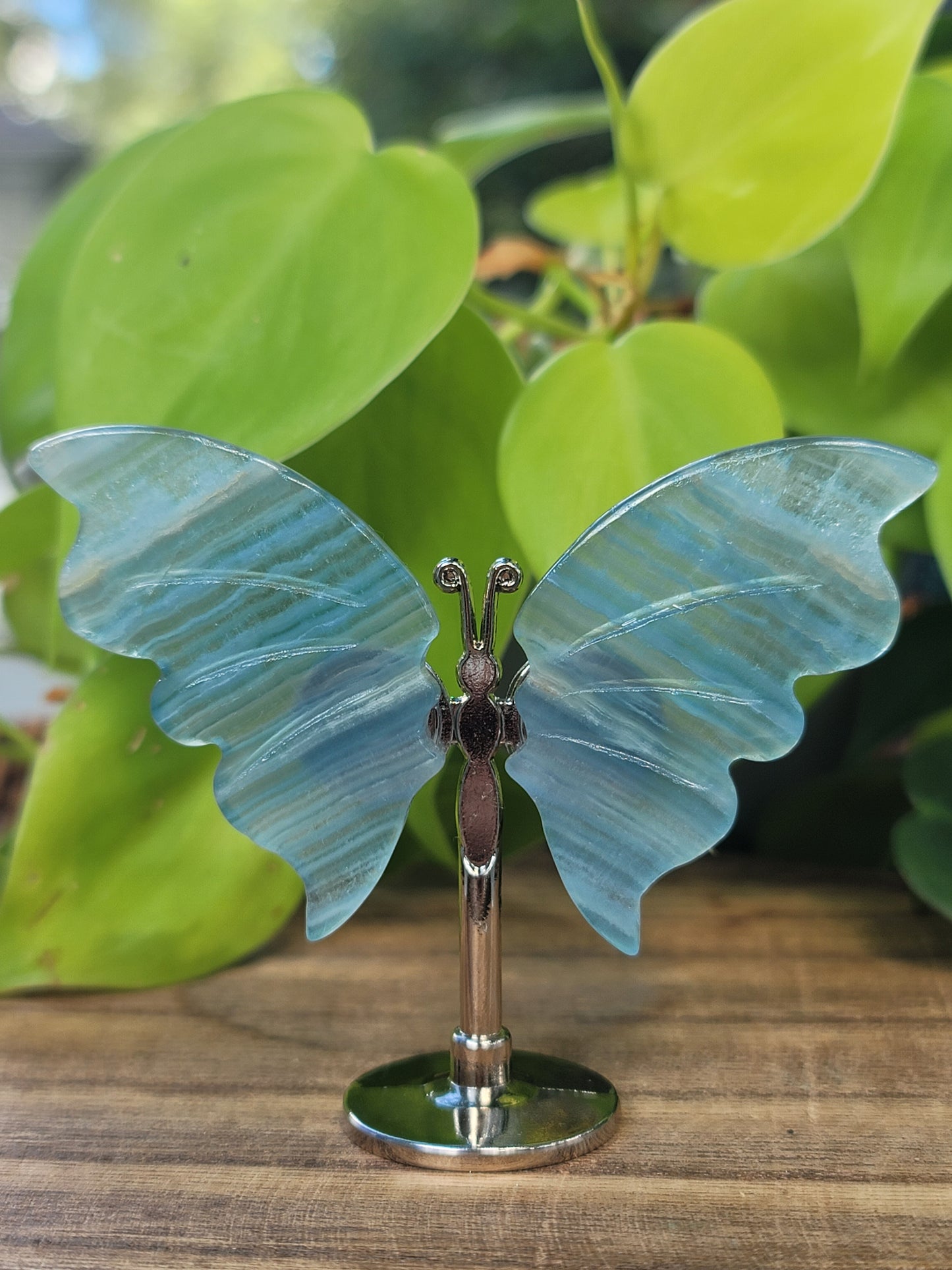 Butterfly Wing Crystal Sculpture 2" on Stand for Transformation and Lightness