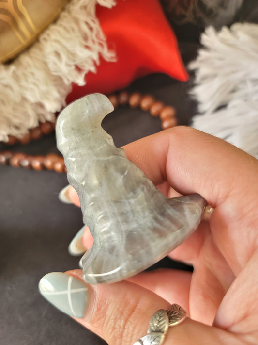 Obsidian Witch Hat Carving: Shadow Protection and Release